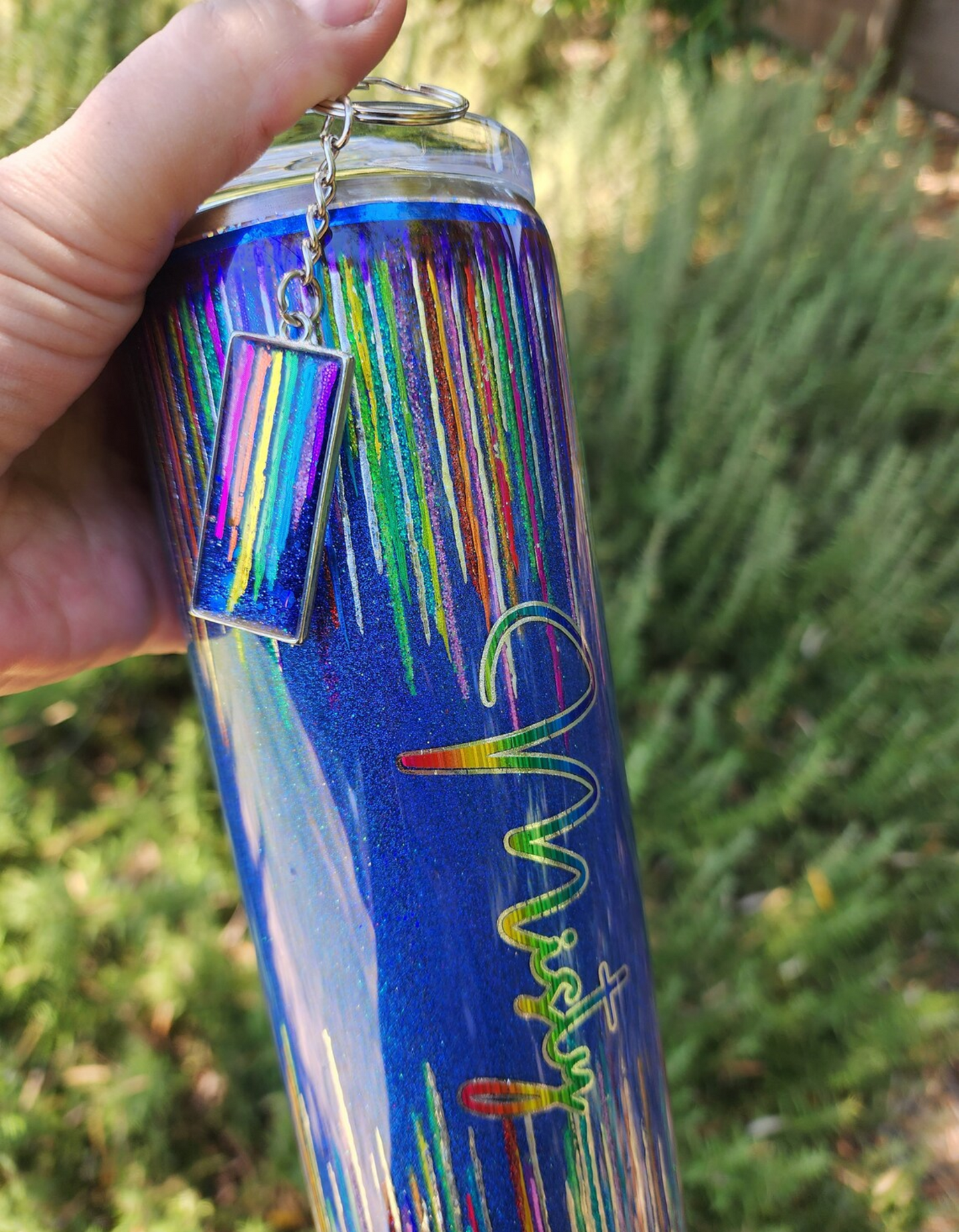 This is an example of Twisted Baublez's hand painted stria.